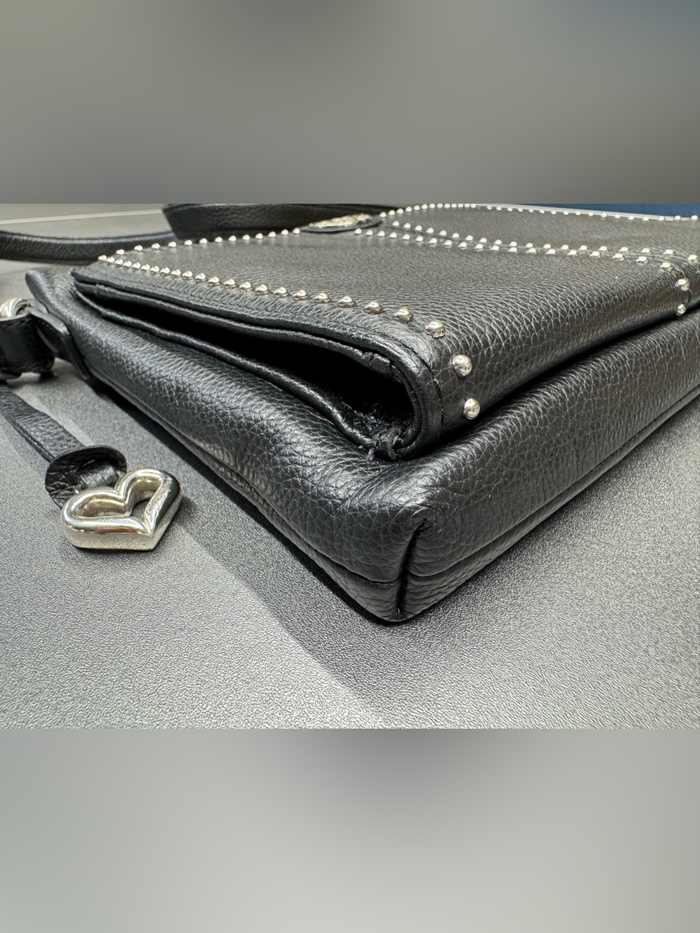 Brighton Jagger Pretty Tough Black Leather Studded Crossbody - Picture 5 of 13